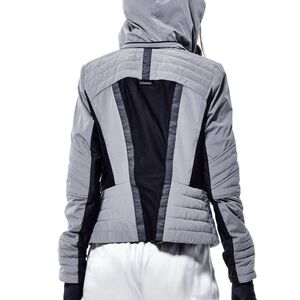 blanc noir Gray Black Quilted Hooded Jacket